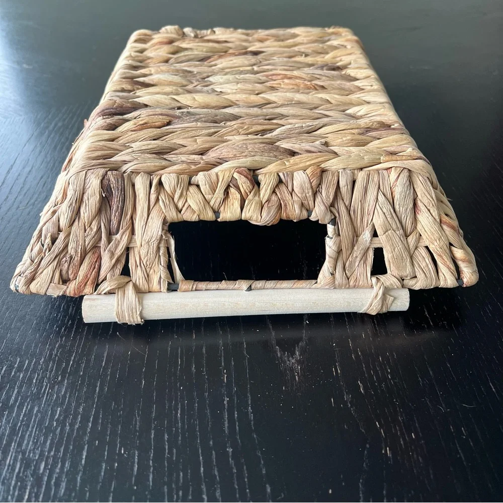 Woven Rectangular Basket with Handles 9x11in